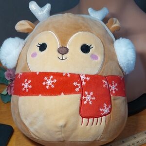 Squishmallows Reindeer Plush with Earmuffs – ~10” Holiday Stuffed Animal